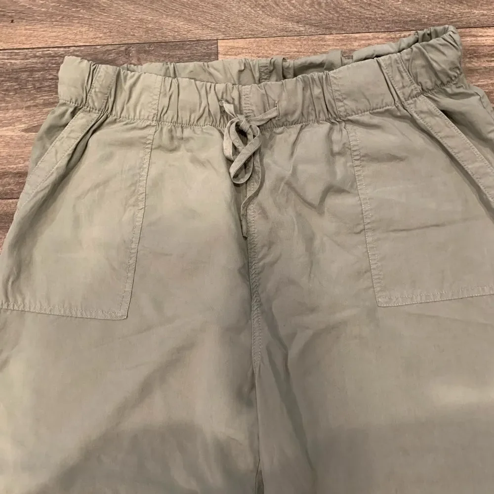 Thread & Supply Paperbag Waist Wide Leg Crop Pants Size XXL Olive Green
